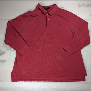 Polo Ralph Lauren Mens Size 4XB Red Long Sleeve Pony Logo‎ Polo Shirt